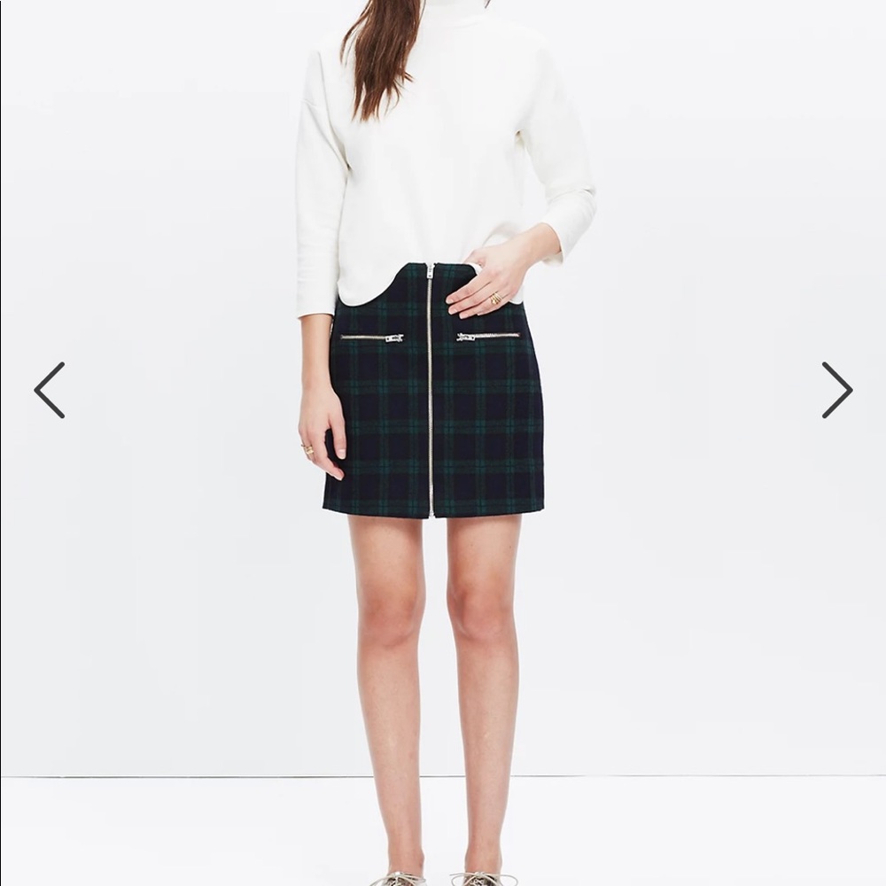 Madewell zip skirt dark plaid 0